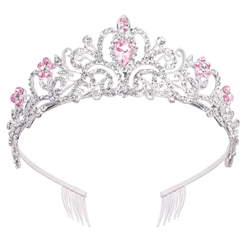 Miniatura 12 de Didder - Diadema con corona de tiara de cristal dorado. Elegante corona con peines para princesa, para mujeres y niñas, ideal para novias, bodas, 02
