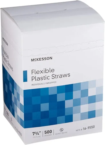 Miniatura 6 de McKesson Pajitas de plástico flexibles, envueltas individualmente, 7 3/4 pulgadas, 500