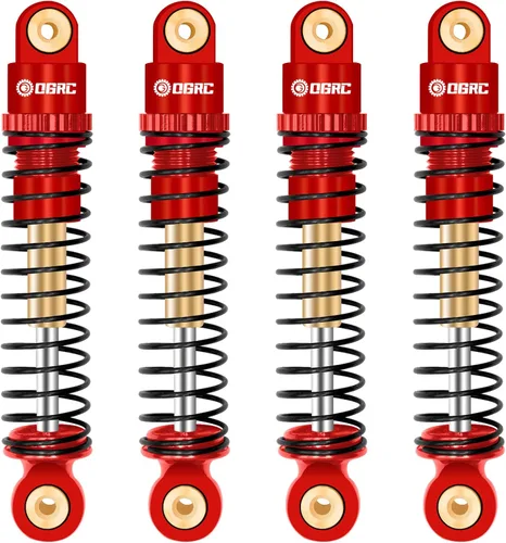 OGRC Amortiguadores de Aluminio Delanteros y Traseros Amortiguador RC para Axial SCX24 C10 JLU Deadbolt Gladiator Bronco Piezas de Mejora (Rojo)