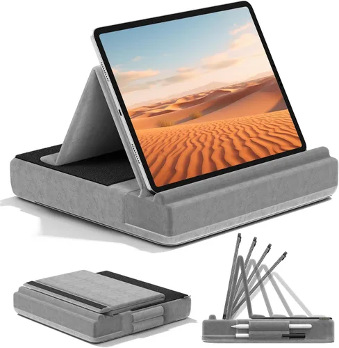 Miniatura 9 de KDD Soporte de almohada para tableta, soporte de iPad de visión multiángulo para regazo, cama y escritorio, base plegable con soporte para lápiz
