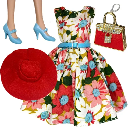 Miniatura 3 de Eledoll Conjunto de ropa de moda para muñeca de 12 pulgadas Verano en París Floral Dress Set (Katherine)