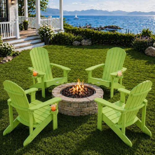 Miniatura 26 de Y&M Adirondack - Silla negra para hoguera, sillas de patio al aire libre con soporte para tazas, resistentes a la intemperie, sillas de patio