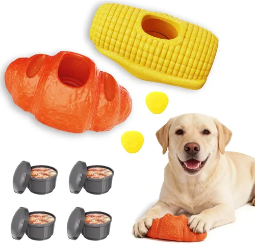 Miniatura 10 de Juguete masticable para perros congelados duraderos para masticadores agresivos, juguete dispensador interactivo para entrenamiento de jaula
