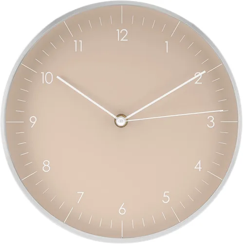 LUUK LIFESTYLE Reloj de pared moderno de cuarzo con movimiento silencioso, segundero y números arábigos, decoración para cocina, dormitorio, Beige