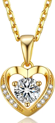 Miniatura 63 de MomentWish Collar de corazón para mujer, moissanita, diamante de imitación, plata de ley 925