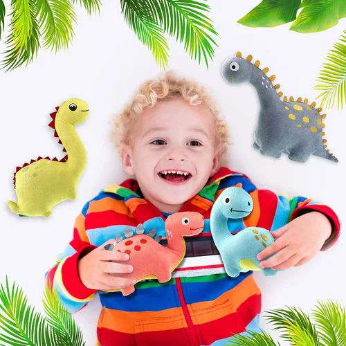 Miniatura 7 de Aoriher Paquete de 4 juguetes de peluche de dinosaurio de 9 pulgadas, adorables juguetes de peluche de dinosaurio para niños, bebés, regalos