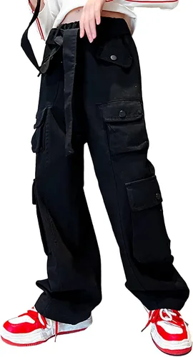 Rolanko Pantalones cargo holgados de pierna ancha Y2K de cintura alta para niños pantalones sueltos casuales de 4 a 15 años