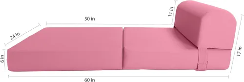 Miniatura 6 de D&D Futon Furniture. Cama plegable de espuma para silla, sofá estudio, colchón de espuma plegable para invitados (6 x 24 x 70 pulgadas, rosa)