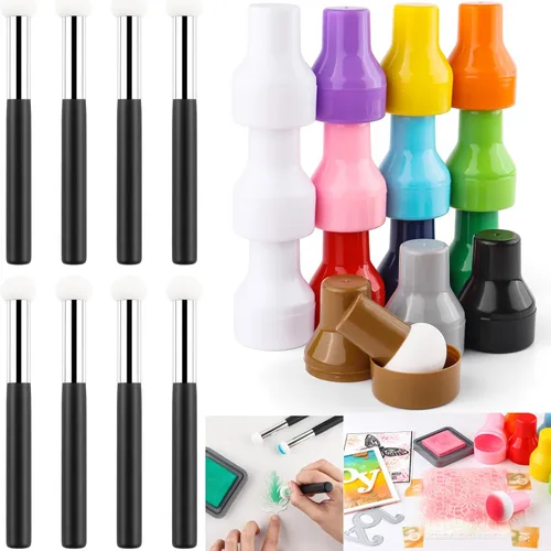 Miniatura 12 de 8 unids/sets de aplicador de tinta, punzonadores de papel para aplicación directa de tinta en proyectos de manualidades fácilmente, esponja de 8