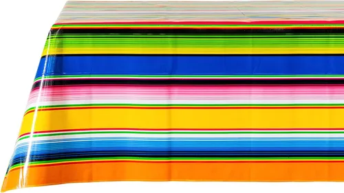 Miniatura 5 de Alux Serape - Mantel de plástico PVC de vinilo color azul y amarillo, mantel de plástico (55 x 70 pulgadas, rectangular), azul, amarillo, rojo