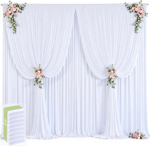Miniatura 37 de 20 pies x 12 pies Cortinas de Telón de Fondo Azul Bebé Sin Arrugas para Bodas y Fiestas, Telón de Fondo de Tela Azul, Cortinas para Bodas