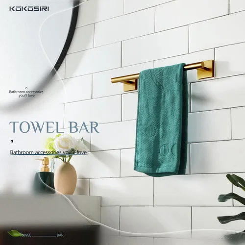 Miniatura 6 de KOKOSIRI Barra de Toalla de Mano para Baño, Soporte de Toalla para Baño y Cocina, Anillo de Toalla de 12 Pulgadas, Acero Inoxidable Cepillado Dorado