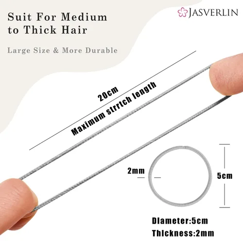 Miniatura 2 de JASVERLIN Lazos para el cabello gris claro de 0.079 pulgadas, antideslizantes, sin daños, elásticos para cola de caballo para mujeres, niñas