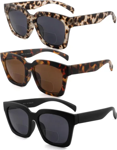 Miniatura 8 de HIYANJN Gafas de Lectura Bifocales para Mujeres con Filtro de Luz Azul para Computadora, Parte Superior Transparente, Montura Mate de Gran