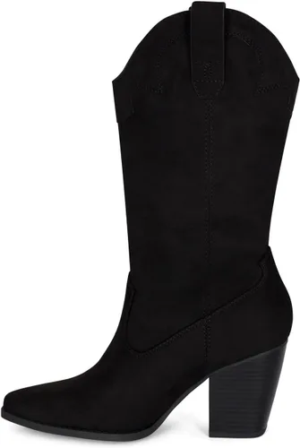 Miniatura 2 de STYLISH S ONYX - Botas de tacón alto para mujer, con tacón apilado, punta puntiaguda, media pantorrilla