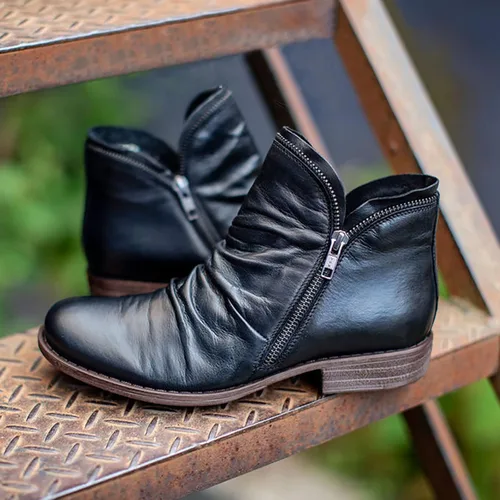 Miniatura 2 de SBGMoSJ Botines planos para mujer, botines de tacón bajo para mujer, botas bajas elegantes para mujer, botines cortos marrones, botas de invierno