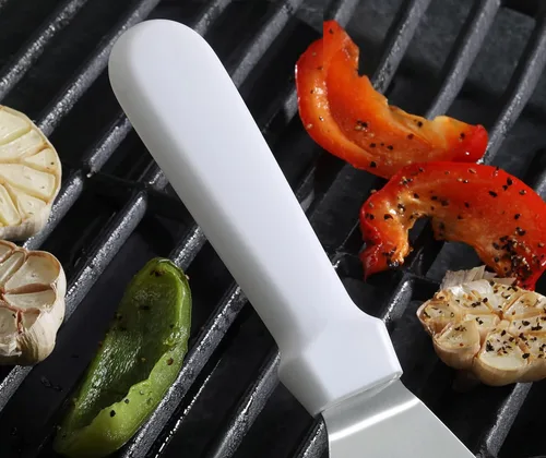 Miniatura 6 de New Star Foodservice 36213 Espátula/volteadera para parrilla con mango de plástico flexible, 36,8 cm, blanca