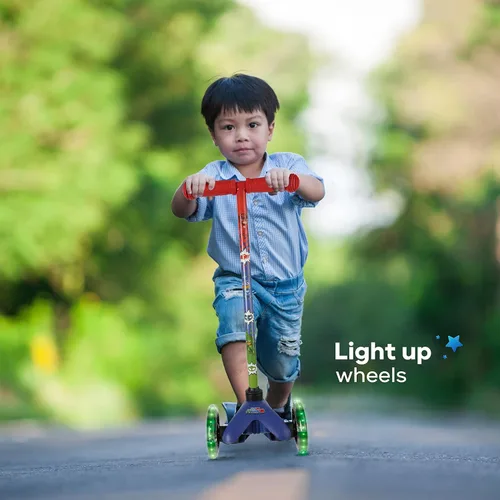 Miniatura 10 de Self Balancing Kick Scooter with Light Up Wheels, Extra Wide Deck, 3 Wheel Platform, Foot Activated Brake, 75 lbs Limit, Kids & Toddlers Girls or