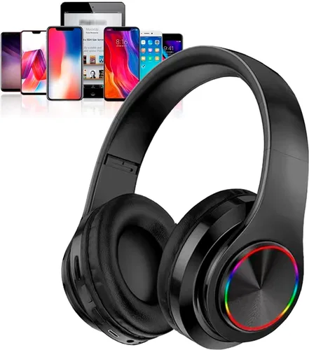 Miniatura 11 de Auriculares Bluetooth sobre la oreja, auriculares con luces LED y micrófono incorporado, ligeros, Bluetooth 5.0, auriculares HiFi estéreo