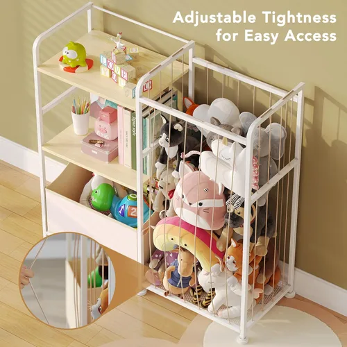 Miniatura 5 de BBLIKE Almacenamiento de Animales de Peluche - Red de Animales de Peluche con Estantería para Niños y Organizador de Juguetes, Estantería Blanca
