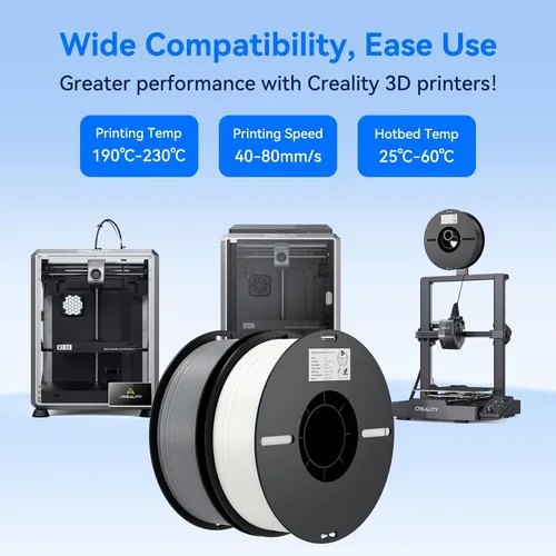 Miniatura 6 de Creality Filamento de impresora 3D, filamento de impresión 3D más resistente y fuerte, precisión +/- 0.001 in, 26.5 lbs, 4.4 lbs, 2 negros, 2