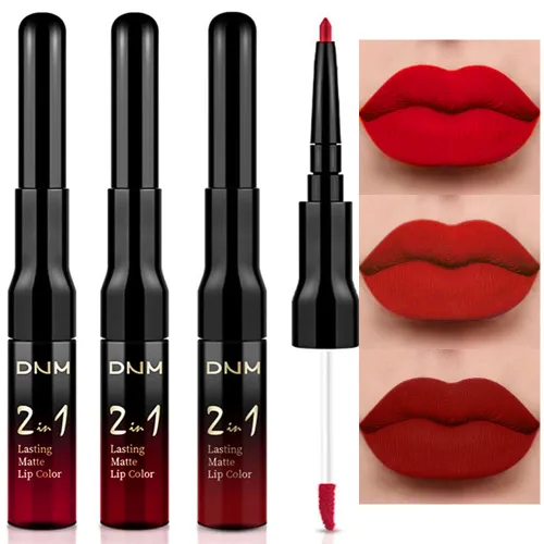 Miniatura 11 de evpct 3 Piezas Delineador de Labios Mate Ciruela Oscuro Morado Rosa Rojo Oscuro y Juegos de Lápiz Labial Líquido para Mujeres de Larga Duración