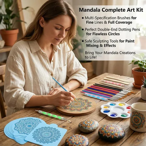 Miniatura 2 de Juego de herramientas de punteado de mandala, pintura de rocas, plantillas de pintura de puntos, juego de herramientas de pintura de bolas, kit