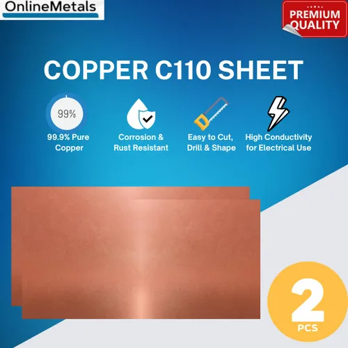 Miniatura 3 de OnlineMetals C110 - Hoja de cobre – 6 x 12 pulgadas, calibre 18, 2 piezas Placa de cobre puro para manualidades, fabricación de joyas