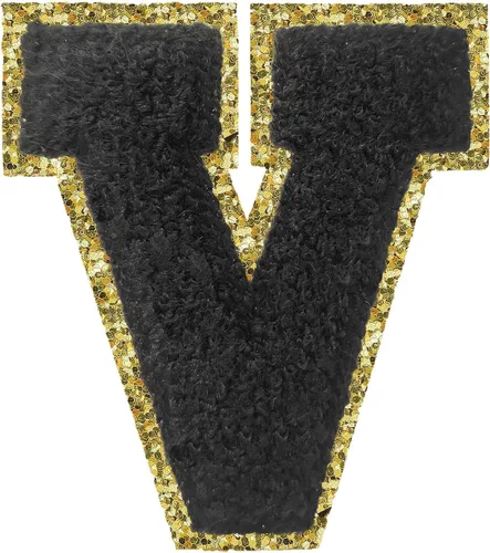 Miniatura 100 de SPRT - Parches de letras de chenilla universitaria con purpurina, parche de letras blancas para planchar con letras del alfabeto para disfraz