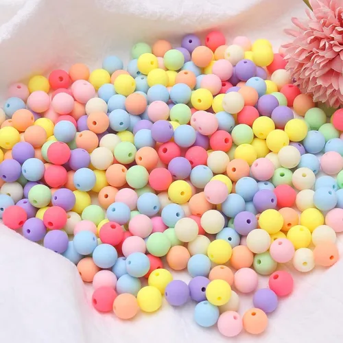 Miniatura 7 de 950 cuentas redondas acrílicas de colores, cuentas esmeriladas de colores mate, cuentas esmeriladas transparentes para hacer joyas, collares, Mate