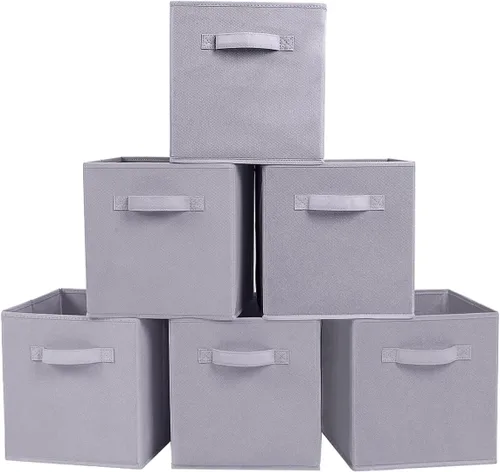 Miniatura 40 de PowerKing Cubos de almacenamiento plegables con asas, contenedores plegables de tela para estantes de armario, contenedores de almacenamiento Naranja