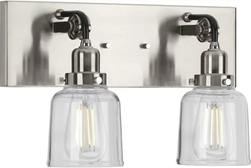 Miniatura 34 de Progress Lighting Rushton Collection - Lámpara de tocador de baño de cristal transparente (1 lámpara), níquel cepillado