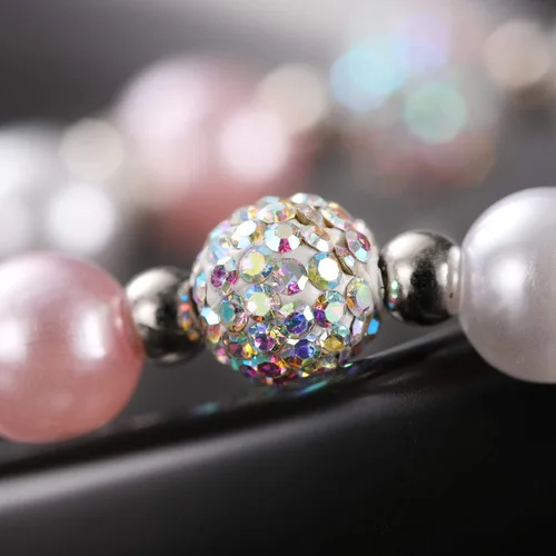 Miniatura 3 de Vinjewelry Pulsera de flores para niñas, bolas de perlas y diamantes de imitación, regalos para niñas de flores, uso en fiesta de boda, Metal