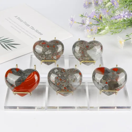 Miniatura 6 de SMQ Piedra de sangre de África, piedras de cristal en forma de corazón, piedras preciosas naturales, pisapapeles, bolsillo hinchado, gran sanación