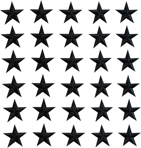 Miniatura 6 de 5 parches para planchar con estrellas negras, parches bordados para ropa, chaquetas, sombreros, mochilas, jeans (3.2 pulgadas)