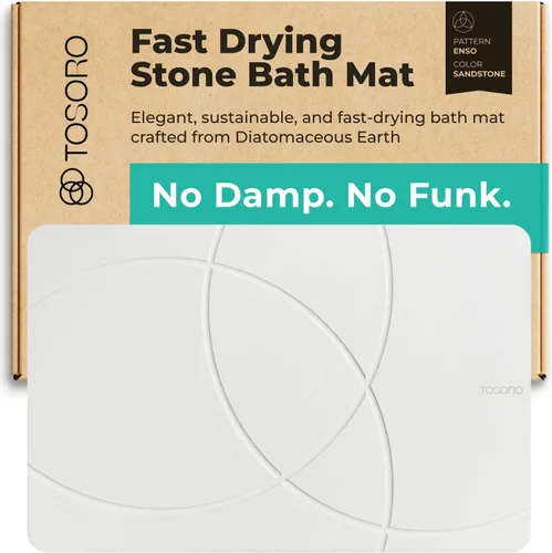 Miniatura 9 de TOSORO - Tapete de baño de piedra de tierra de diatomeas, antideslizante, súper absorbente, tapete de baño de piedra de diatomita para el suelo