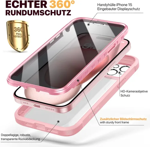 Miniatura 539 de Diaclara Funda diseñada para iPhone 16, mejorada [protección completa de la cámara], carcasa resistente de cuerpo completo con protector de pantalla