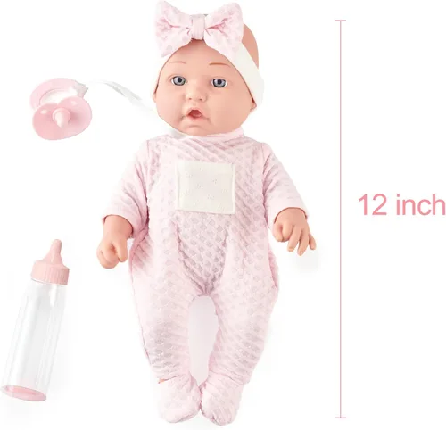 Miniatura 4 de Juego de muñecas realistas de 12 pulgadas en caja de regalo, incluye chupete, botella y manta suave, juguete de muñeca recién nacida para niñas