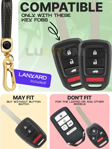 Miniatura 2 de Lucrum Compatible con funda para llavero Honda y llavero de cuero - Estuche de llavero de TPU para Accord Civic CR-V HR-V Pilot Ridgeline SE LX