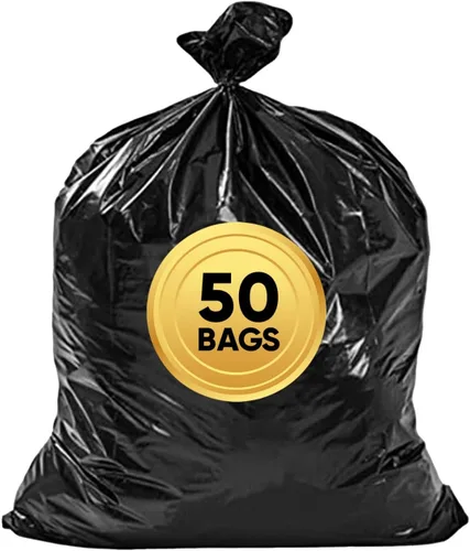 Miniatura 7 de Veska Bolsas de basura de 55 galones, (paquete económico de 50 bolsas con lazos), bolsas de basura grandes de 55 galones, bolsas de basura