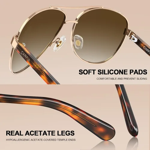 Miniatura 5 de CARFIA Gafas de sol polarizadas para mujer, protección UV, brazos de acetato, marco de metal, sombras para mujer, CA3216
