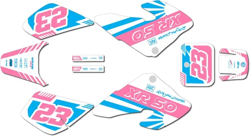 Miniatura 7 de Kit de gráficos para Honda XR50 (2000-2003) Serie FH Azul Rojo 9 Mil - Kit de calcomanías de gráficos personalizados de carreras para motos