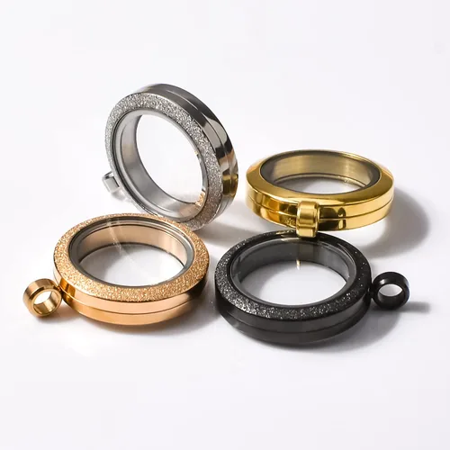 Miniatura 5 de WANDIC Juego de 4 dijes para fotos, de acero inoxidable mate, redondos, de memoria, colgante, para ramo de boda, para fotos o bodas, 0.98 pulgadas