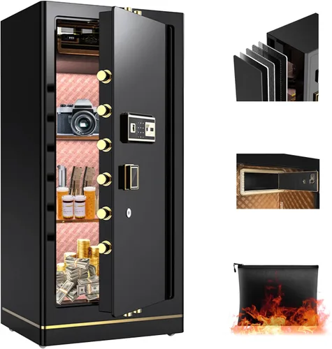 Miniatura 11 de Caja fuerte grande de 8.1 pies cúbicos para el hogar, caja de seguridad digital ignífuga con bolsa impermeable e ignífuga, caja de seguridad