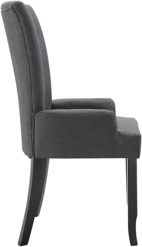 Miniatura 5 de Silla de comedor de tela gris oscuro con reposabrazos, marco de madera de roble, silla de acento moderna para cocina, comedor, muebles de granja