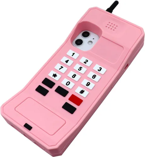Miniatura 4 de Bonita funda clásica retro con forma de teléfono celular para iPhone 13, iPhone 14, iPhone 15 de 6.1 pulgadas, funda de silicona suave con dibujos