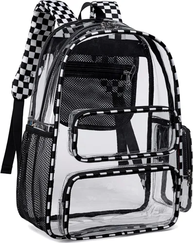 Miniatura 43 de CAMTOP Mochila transparente resistente y transparente para estudiantes, escuela, trabajo, festival, viajes, deportes, Beige, Mediana, Camtop Mochila