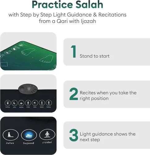 Miniatura 4 de My Salah Mat Tapete de oración interactivo inteligente para adultos y inversores para aprender suras, salah, duas y más, alfombra de oración