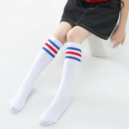Miniatura 12 de TOCONFFON Calcetines de tubo hasta la rodilla para niños, niñas y adolescentes, calcetines deportivos de algodón para la escuela de fútbol, uniforme