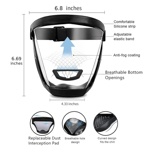 Miniatura 2 de Máscara de protección facial antivaho de alta definición para adultos (color blanco)